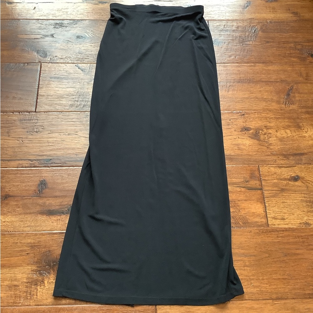 Express. Womens Solid Black Rayon/Poly Long Skirt… - image 1